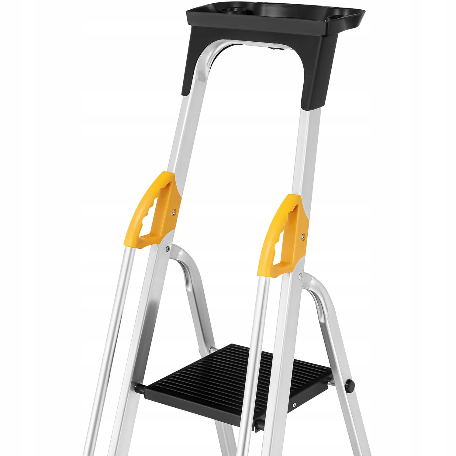 Drabina aluminiowa jednostronna 5 stopniowa z półką i poręczami 150 kg — 12
