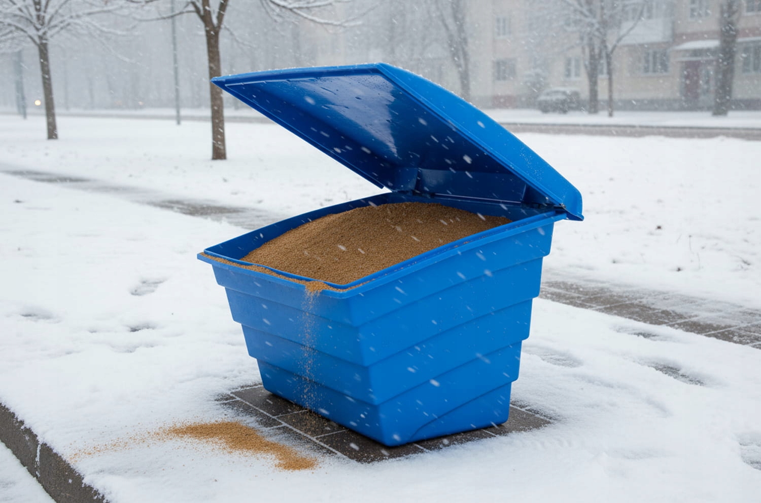 Pojemnik zbiornik skrzynia na piasek sól sorbent 90 L 120 kg żółty — 6
