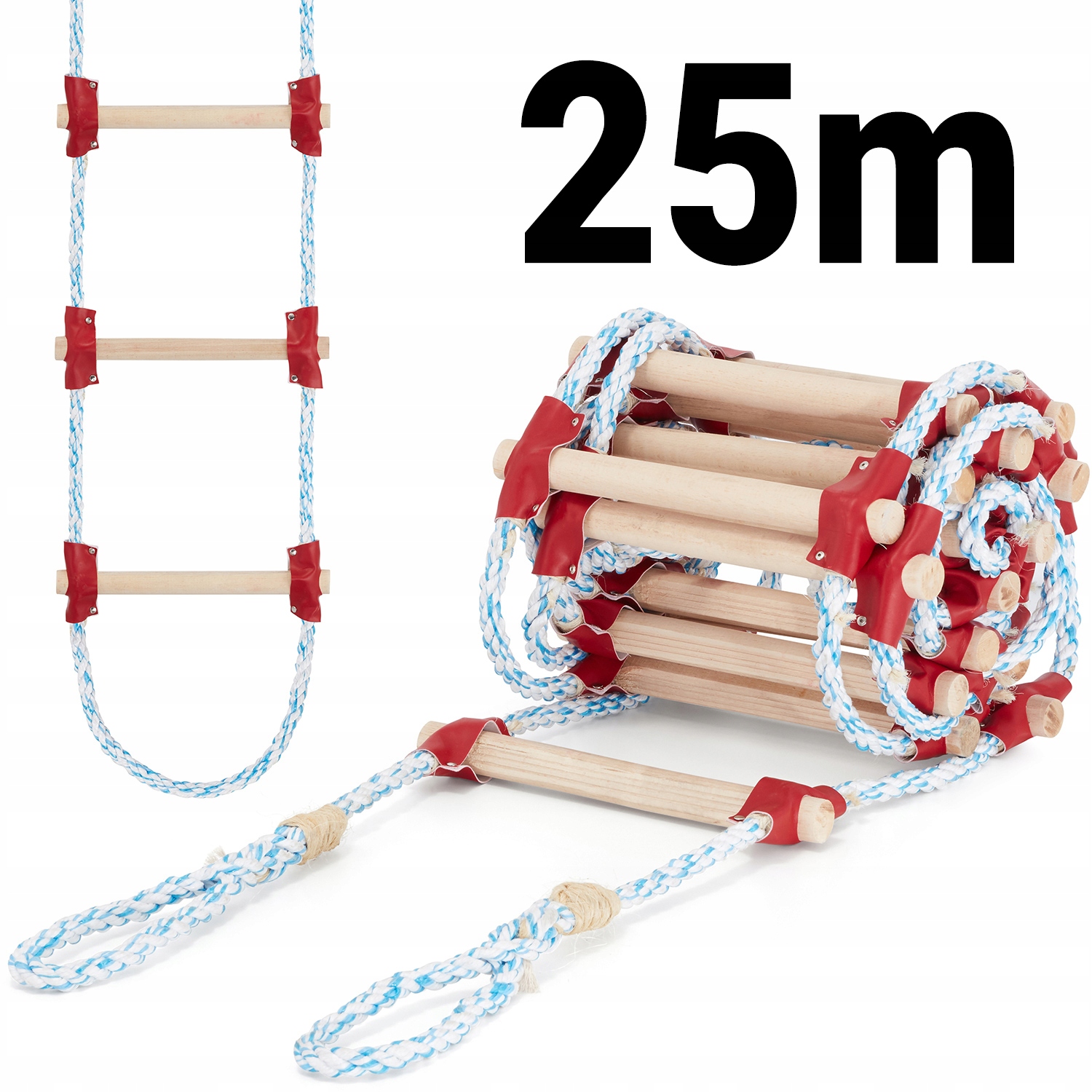 Drabina sznurowa linowa na dach ATESTOWANA 25m dekarska pleciona