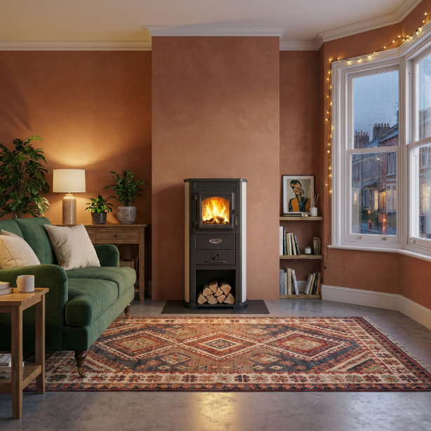 Piec stalowy kominek wolnostojący BLIST Ekonomik Lux / BERNA LUX 8,5 kW beż — 14