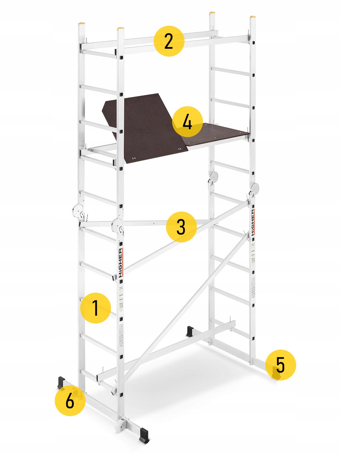 Rusztowanie aluminiowe drabinowe przegubowe jezdne HIGHER DR 2x5 4,0m 150kg — 16