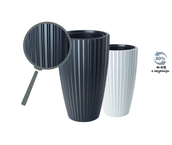 Doniczka okrągła Mika Slim 30 cm z wkładem | Biały — 3