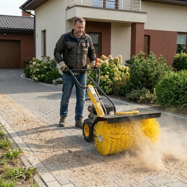 Zamiatarka odśnieżarka spalinowa traktorek z napędem dzik HIGHER 6,5 KM Loncin 196cc — 2
