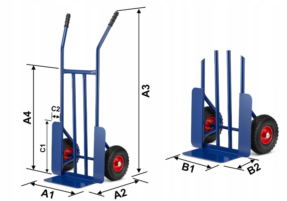 Wózek transportowy magazynowy młynarka HIGHER 280kg pompowane koła — 11