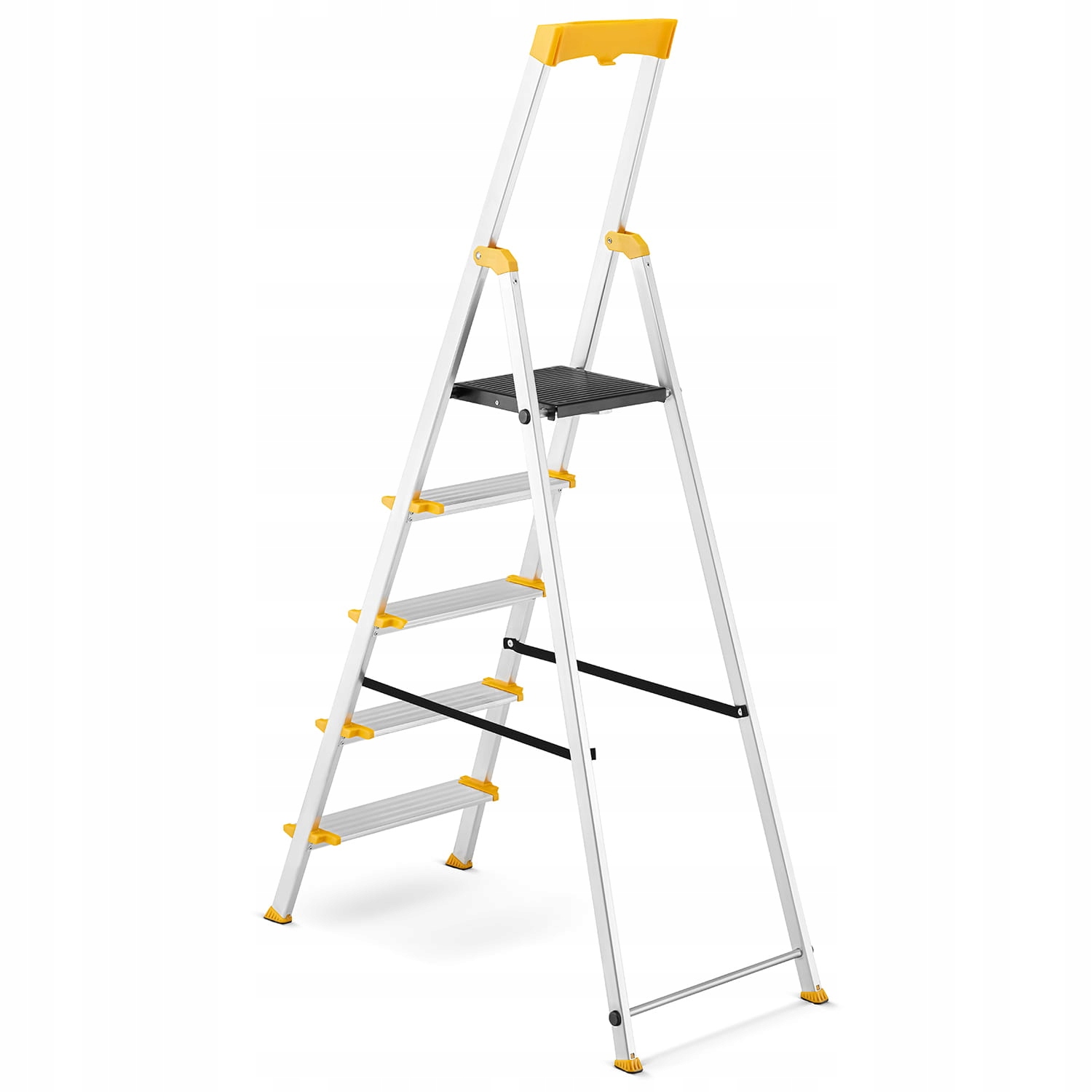 Drabina aluminiowa jednostronna 5 stopniowa DRABEST MAX szerokie stopnie — 3