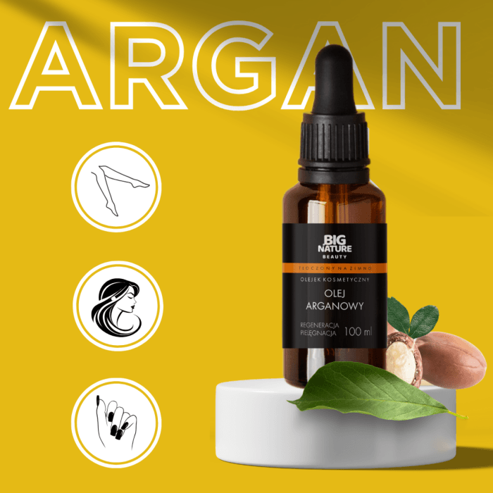 Olejek arganowy pielęgnacja odżywienie (włosy twarz paznokcie ciało) 100ml - BIG NATURE BEAUTY