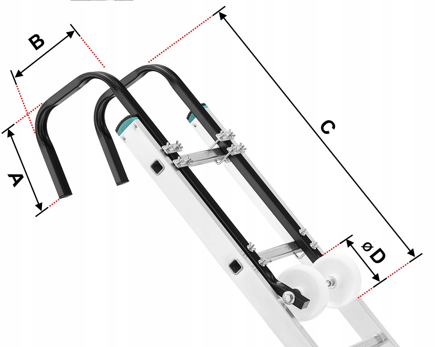 Adaptacja na dach do drabin aluminiowych uchwyt drabinowy na kalenicę dachu — 8