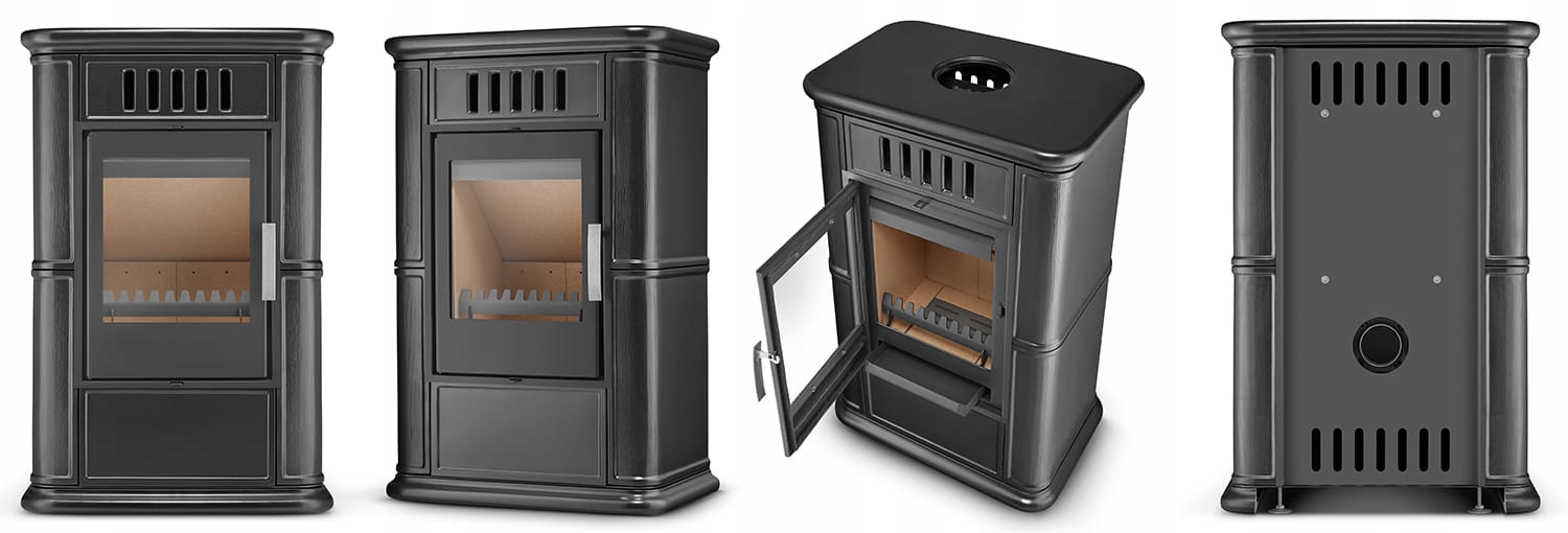 Piec kominek kaflowy piecyk koza wkład kominkowy OLBIA Grey 6,3 kW CDP — 5