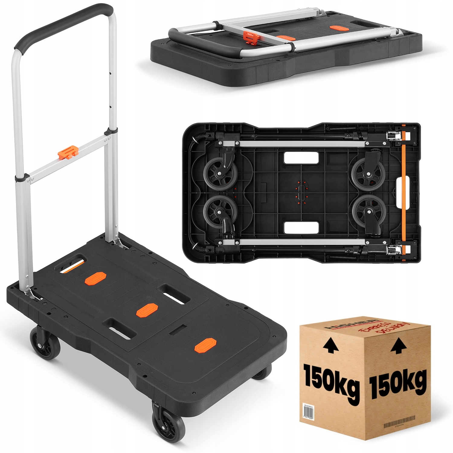 Wózek platformowy mobilny składany transportowy magazynowy HIGHER 150kg