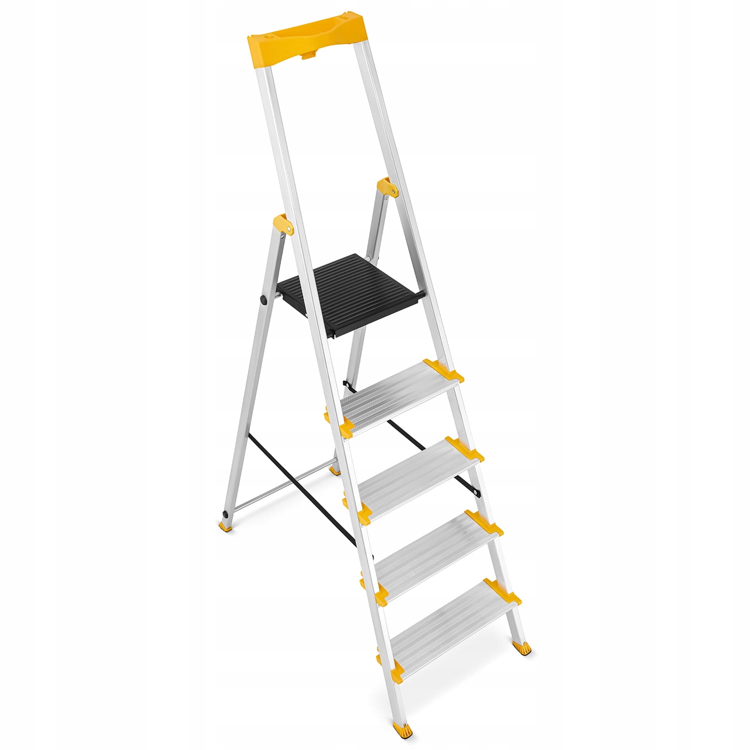 Drabina aluminiowa jednostronna 5 stopniowa DRABEST MAX szerokie stopnie — 6
