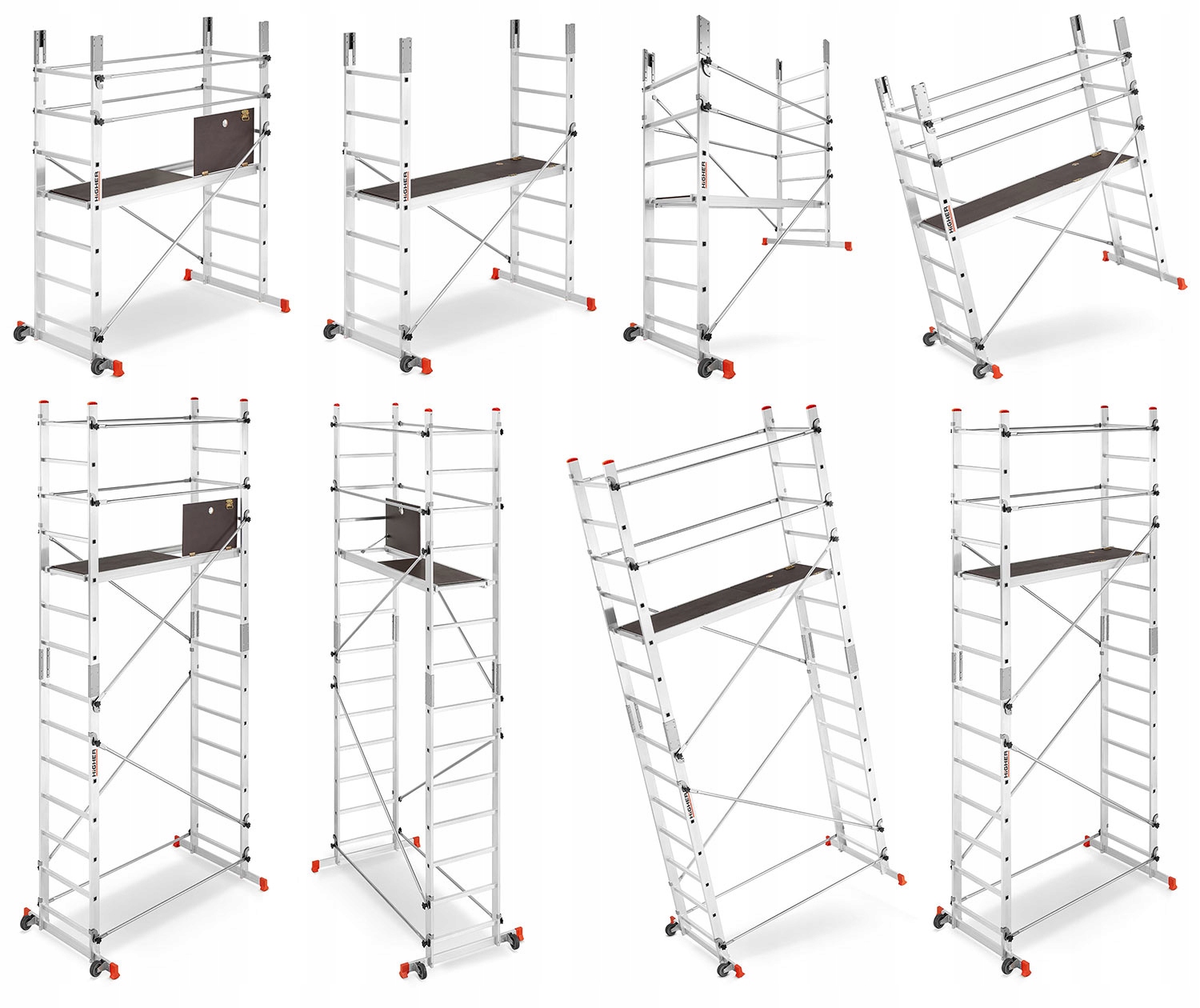 Rusztowanie aluminiowe jezdne drabinowe HIGHER Addy wysokośc robocza 4,70m — 14