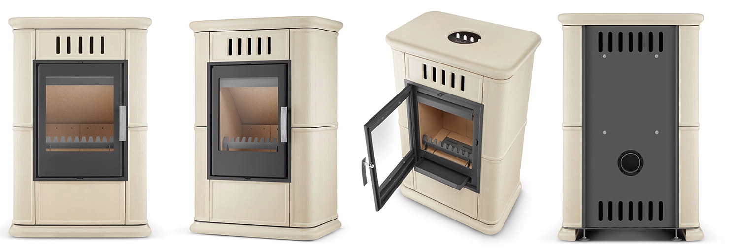 Piec kominek kaflowy piecyk koza wkład kominkowy OLBIA Cappuccino 6,3 kW — 6