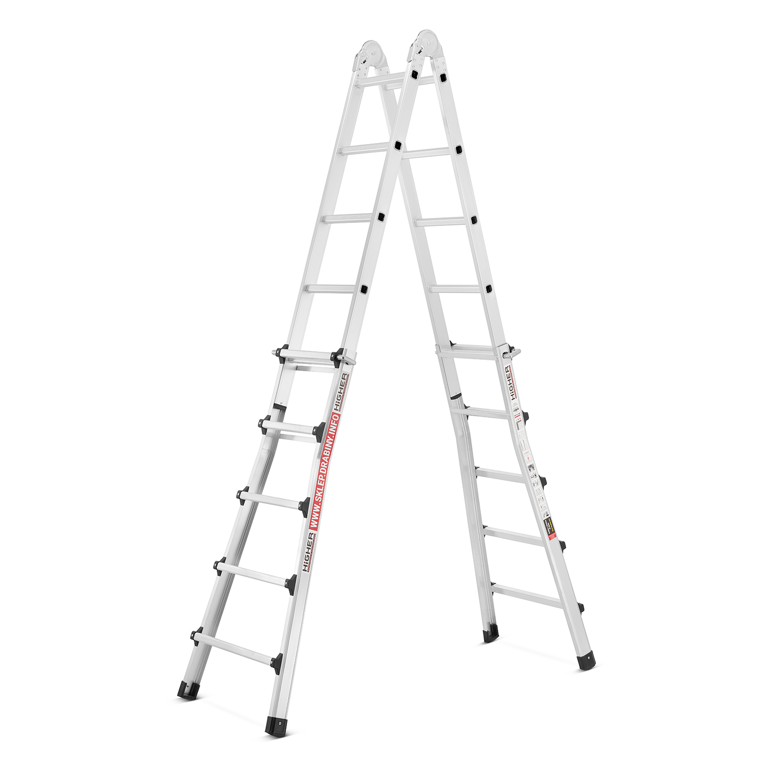 Drabina przegubowa teleskopowa HIGHER Combo 4x5 6,50m — 13