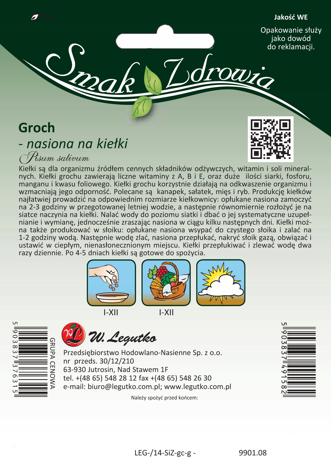 Nasiona na kiełki, groch, 50g — 2