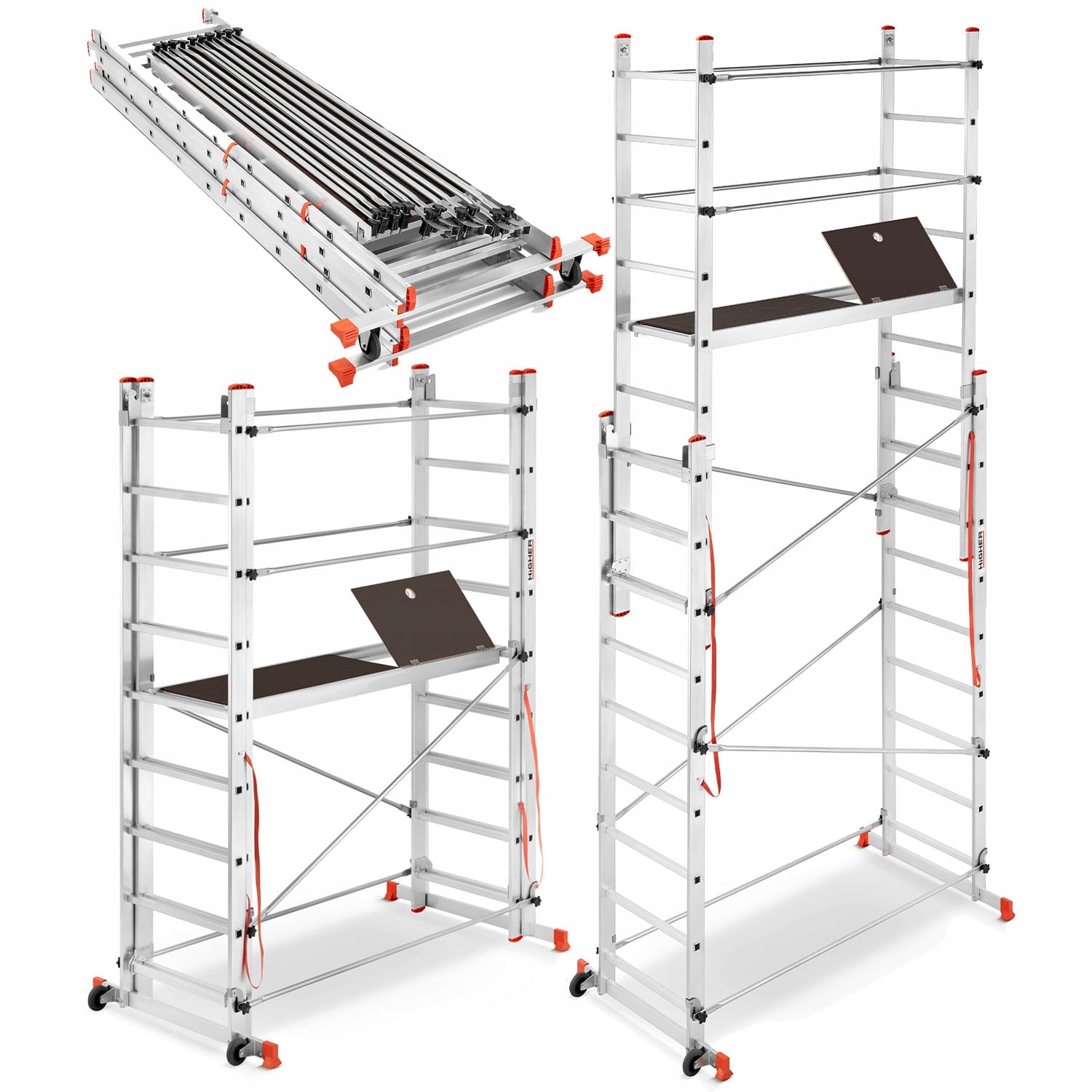 Rusztowanie aluminiowe wielofunkcyjne jezdne składane HIGHER Velly 2x9