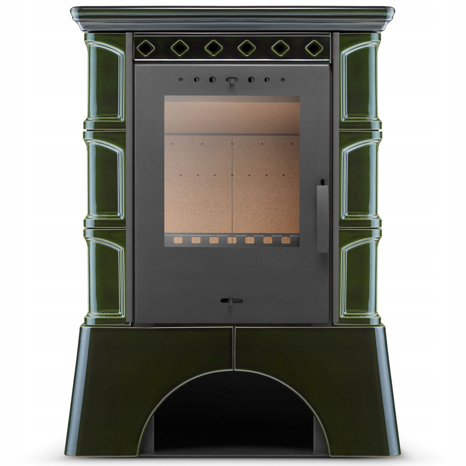 Piec kominek kaflowy wolnostojący koza ATOL 10 kW kolor olive — 2