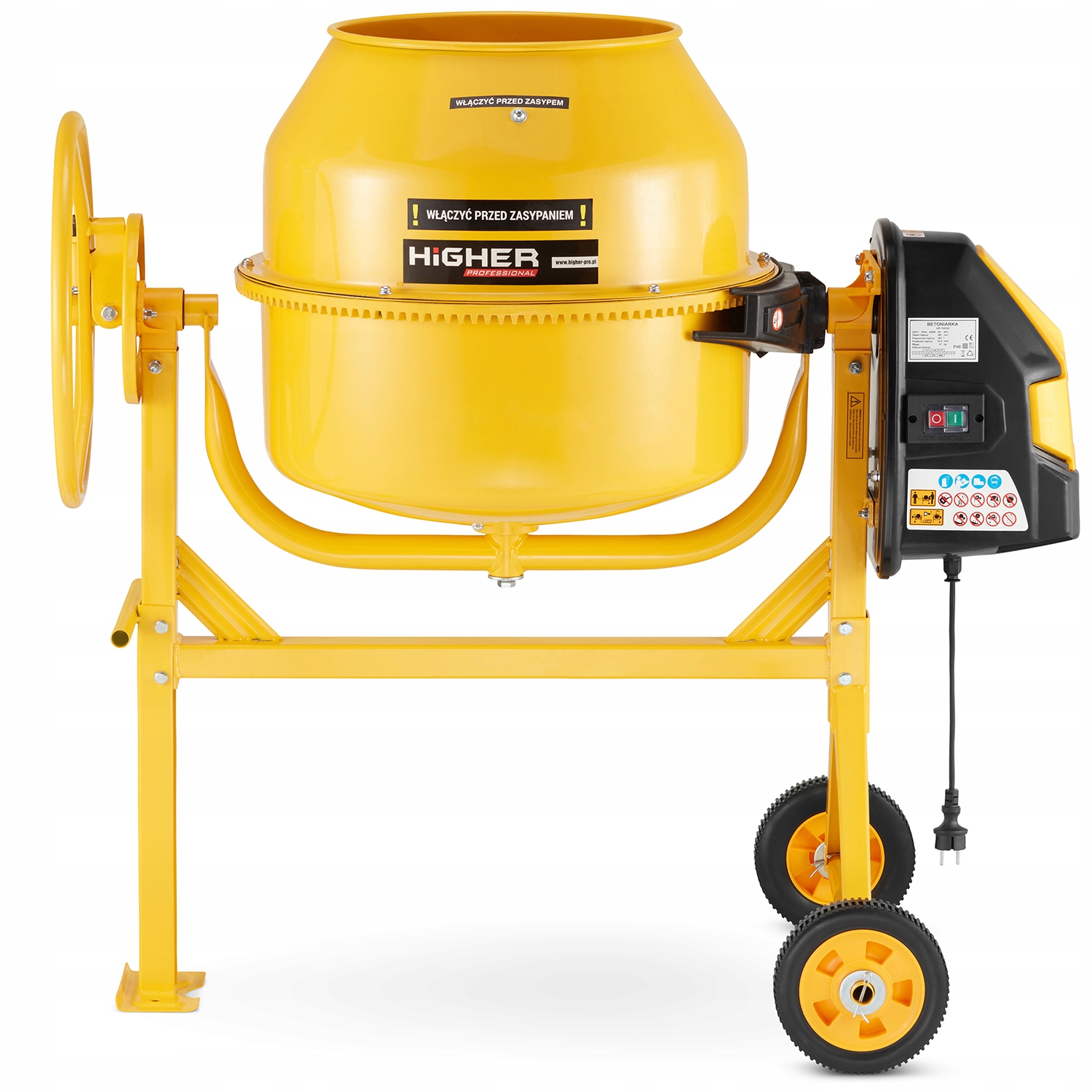 Betoniarka budowlana HIGHER mieszarka 120L 650W 230V żeliwny wieniec — 5