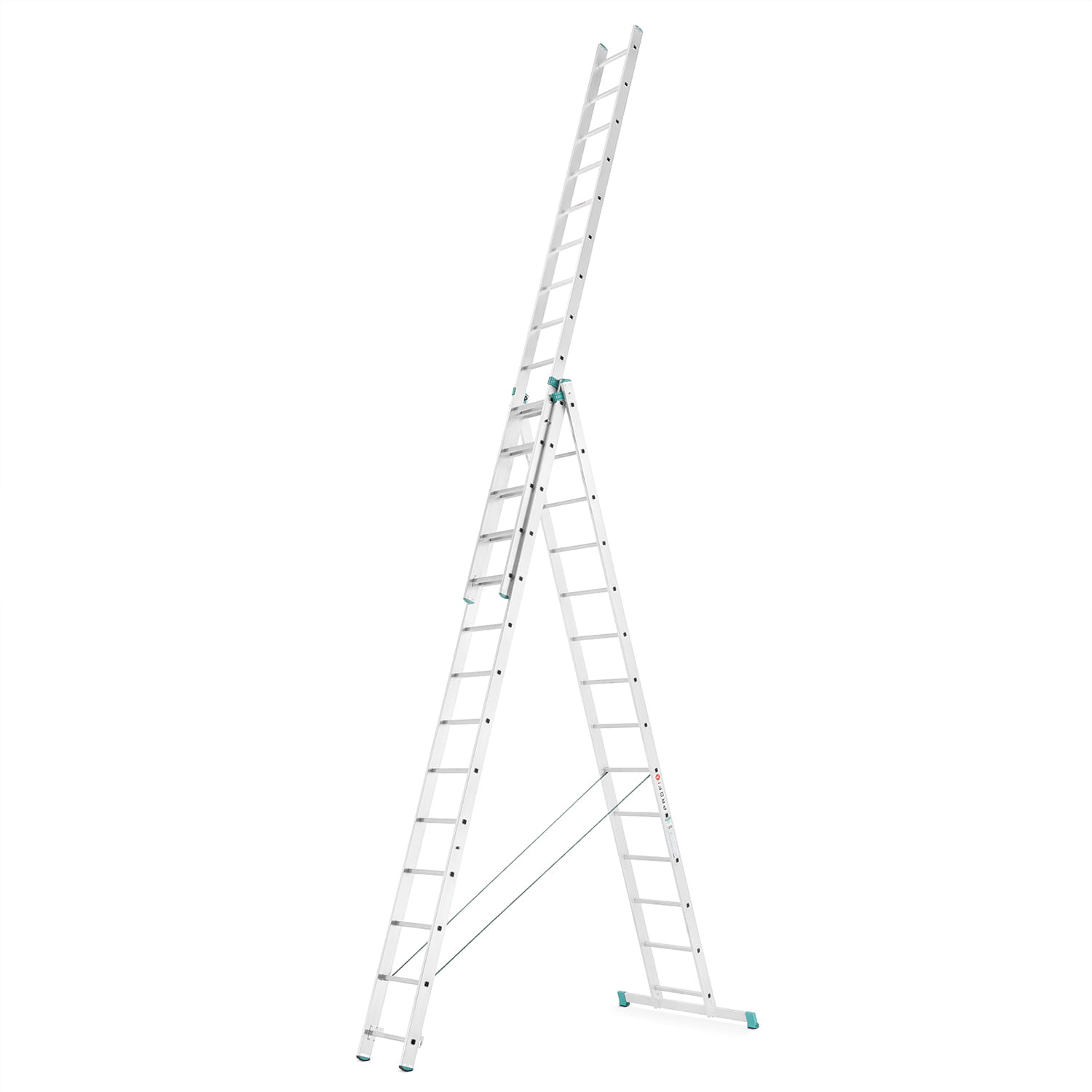 Drabina aluminiowa 3x14 wielofunkcyjna MOCNA 9,09 m uniwersalna udźwig 120 kg — 2