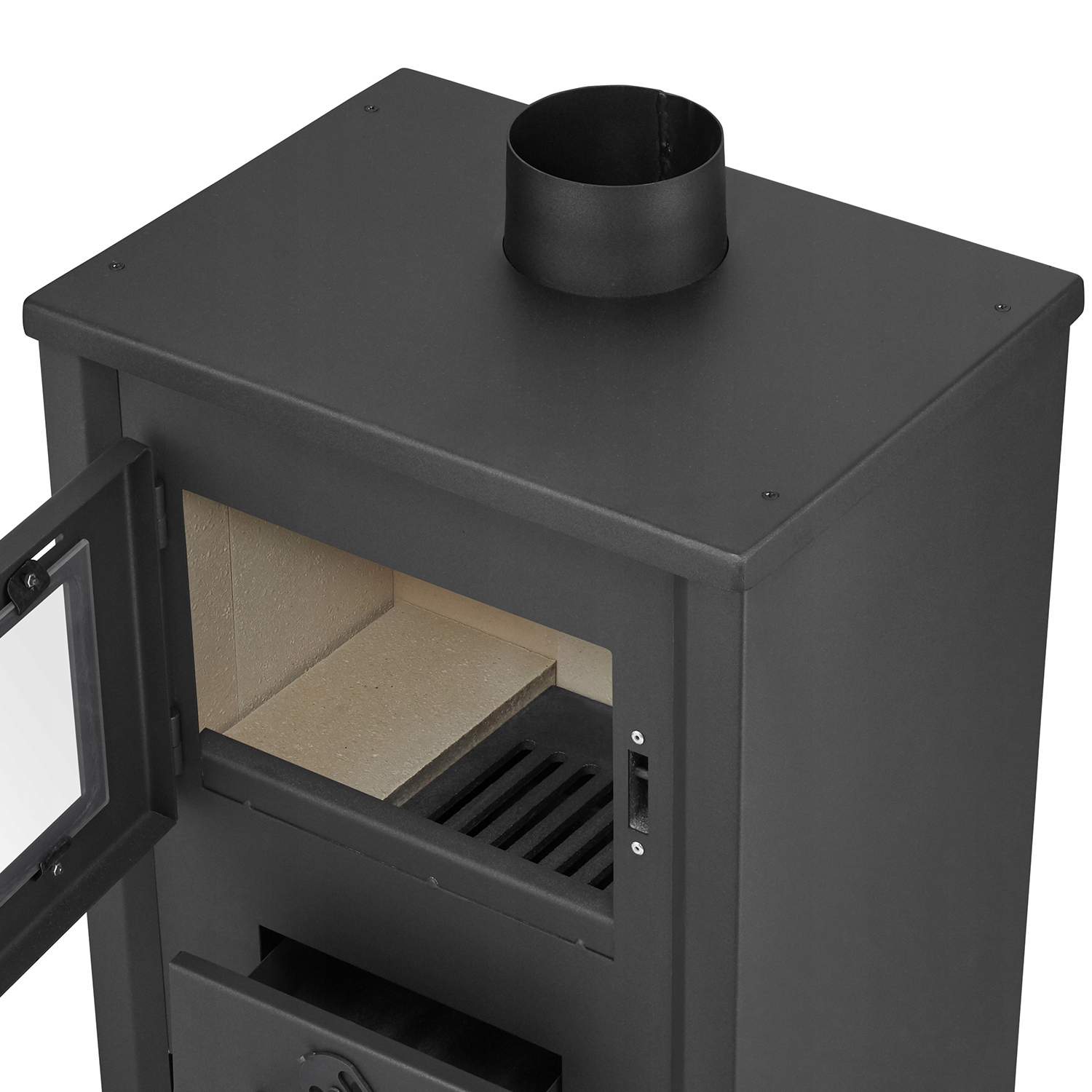 Piec kominek stalowy koza szamotowy wolnostojący BLIST B1e MOCNY — 4