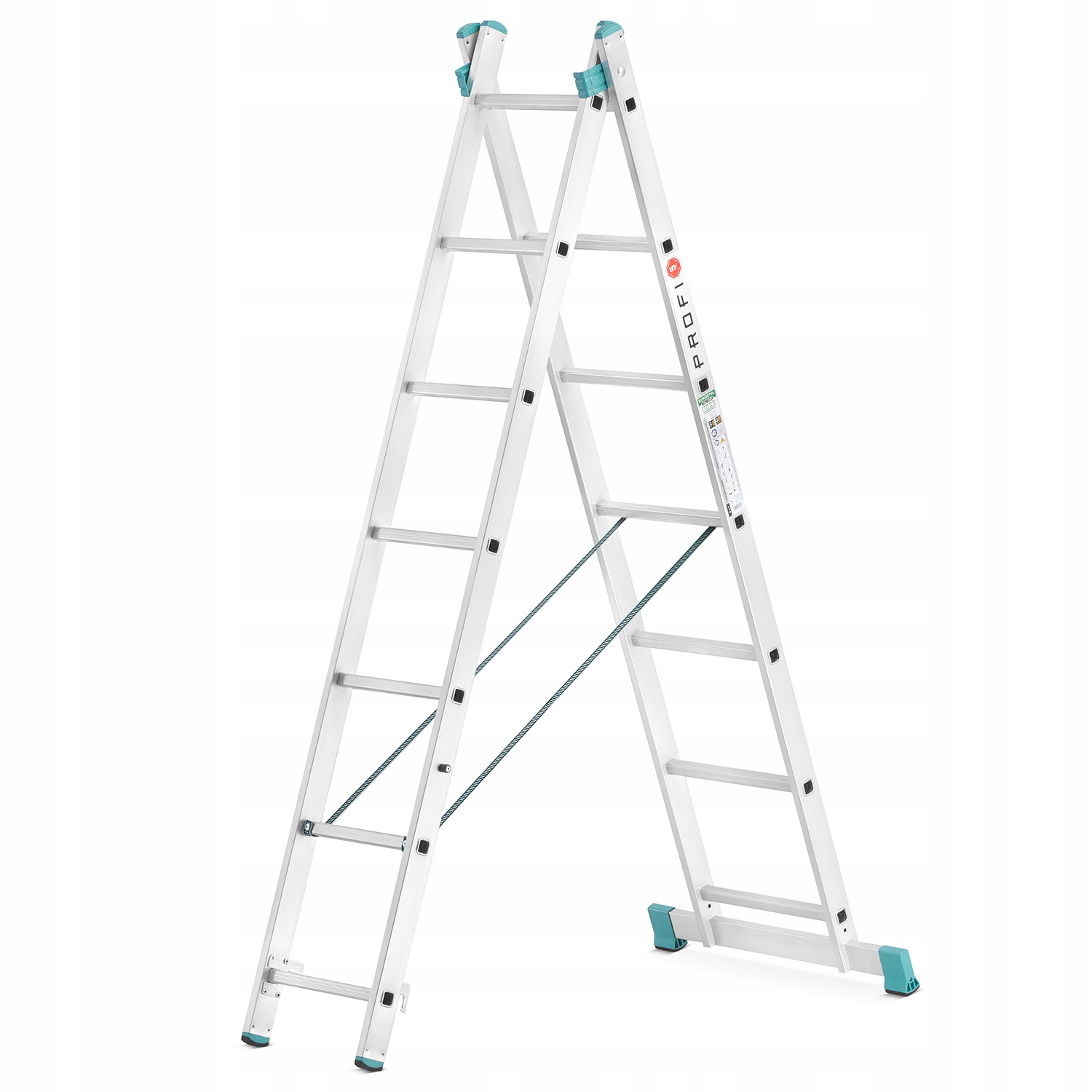 Drabina aluminiowa profesjonalna ALOSS rozsuwana 2x7 TUV 150kg — 2