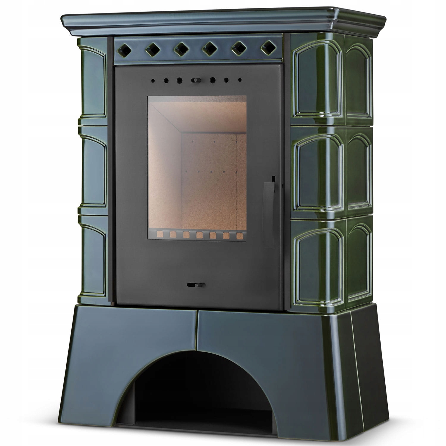 Piec kominek kaflowy wolnostojący koza ATOL 10 kW kolor olive