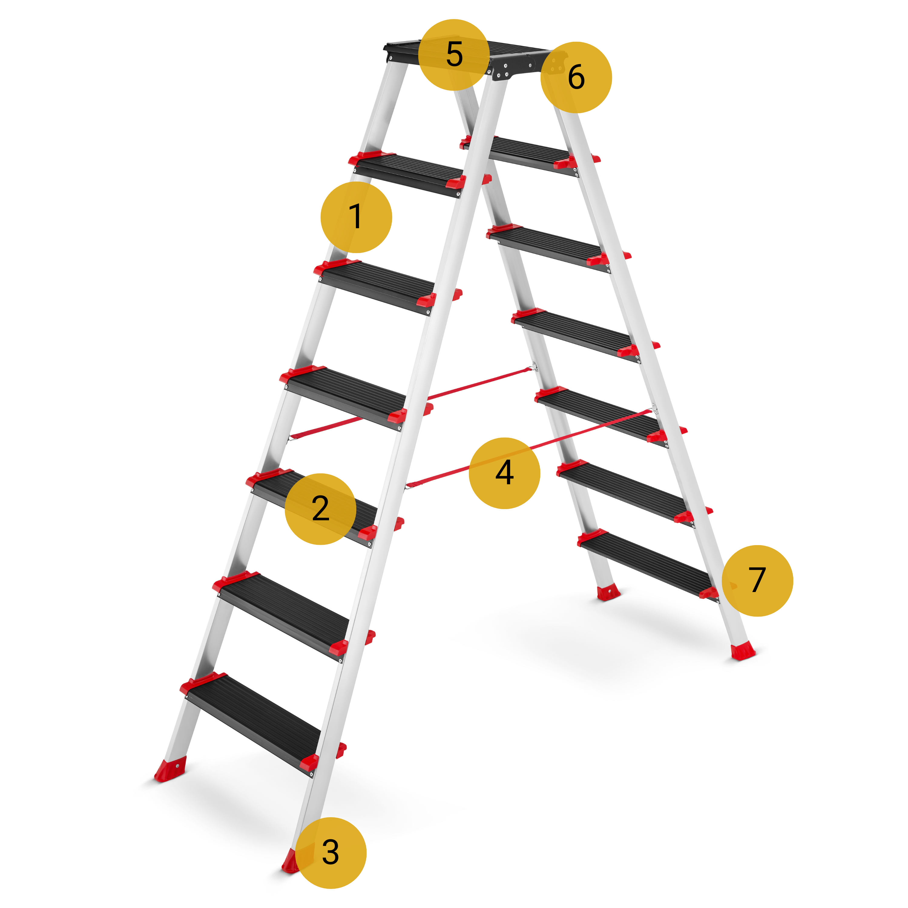 Drabina aluminiowa profesjonalna dwustronna składana HIGHER 2x7 - 3,76 m — 3