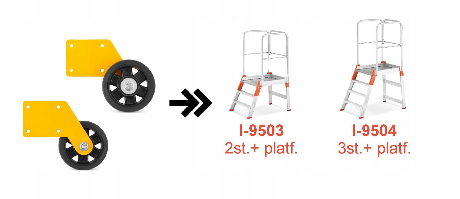 Drabina aluminiowa magazynowa mostek podest magazynowy 7 stopni 3,50m TUV — 11
