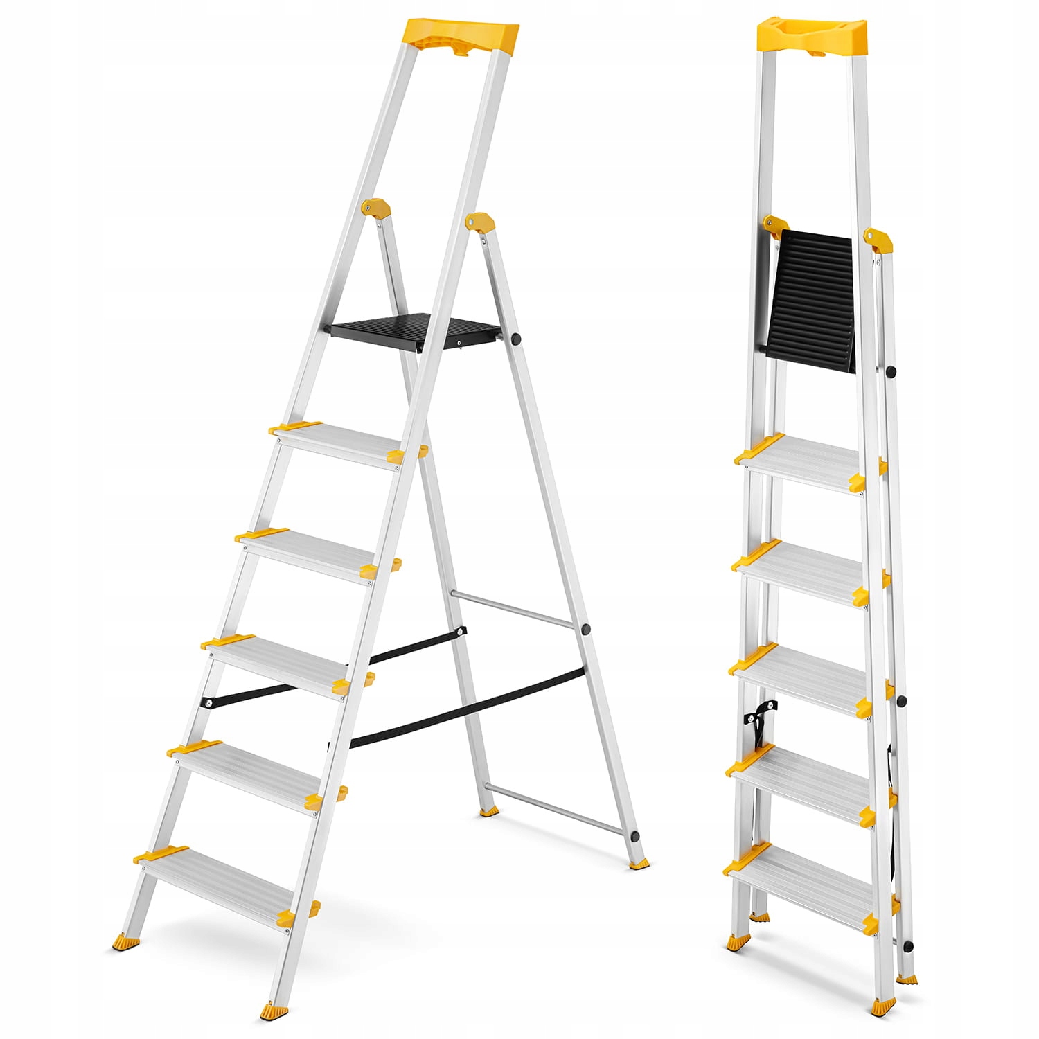 Drabina aluminiowa jednostronna 6 stopniowa DRABEST MAX szerokie stopnie