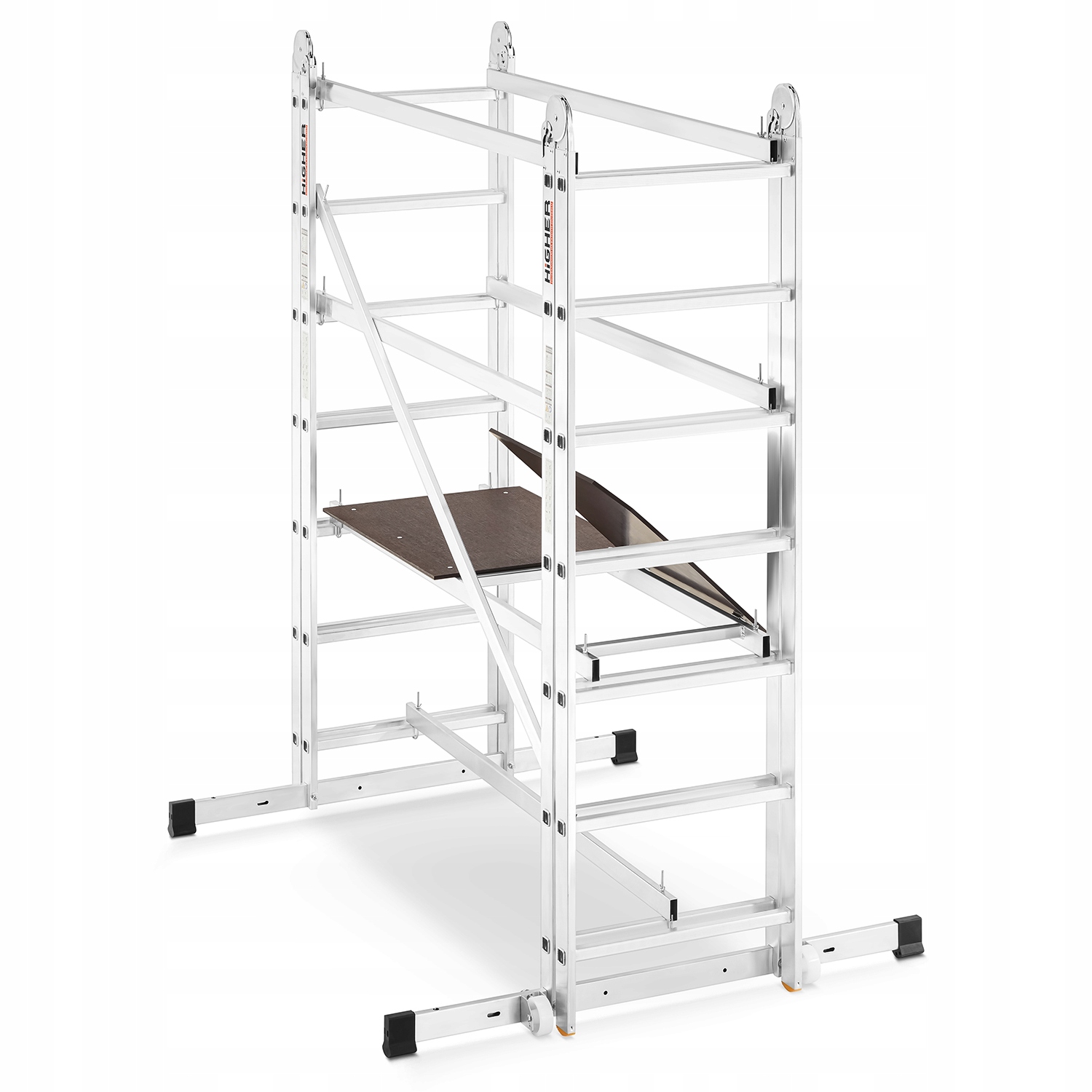 Rusztowanie aluminiowe drabinowe przegubowe jezdne HIGHER DR 2x7 4,0m 150kg — 4