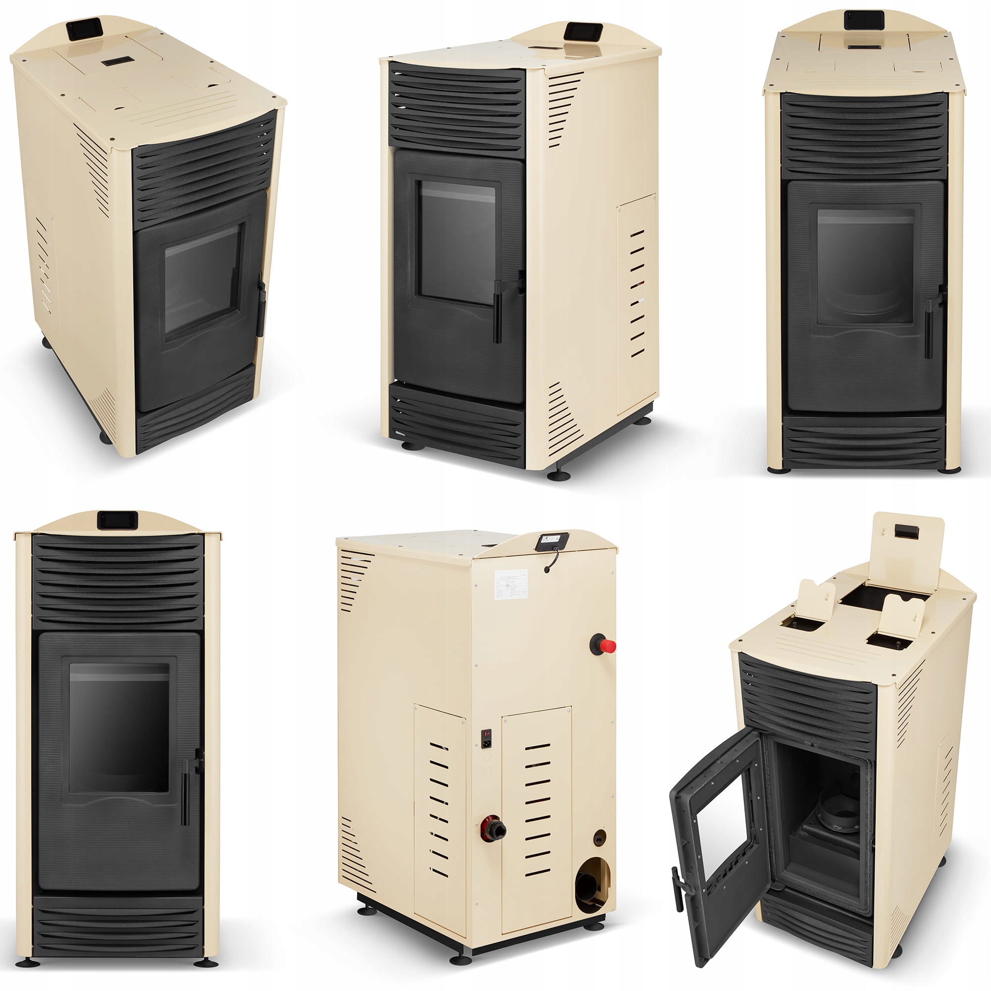 Piec kominek kocioł na pellet TOBY 15 kW CO beżowy — 2