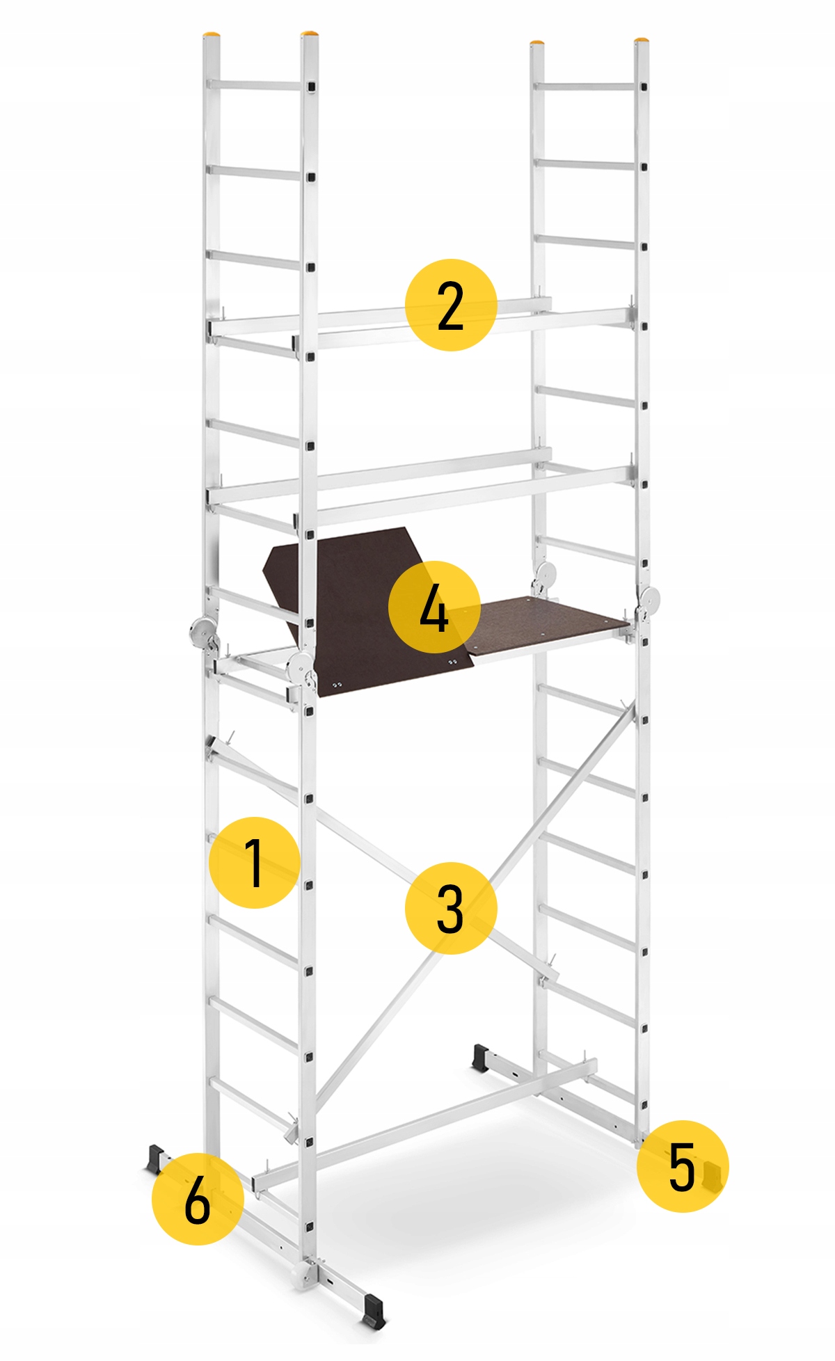 Rusztowanie aluminiowe drabinowe przegubowe jezdne HIGHER DR 2x7 4,0m 150kg — 10