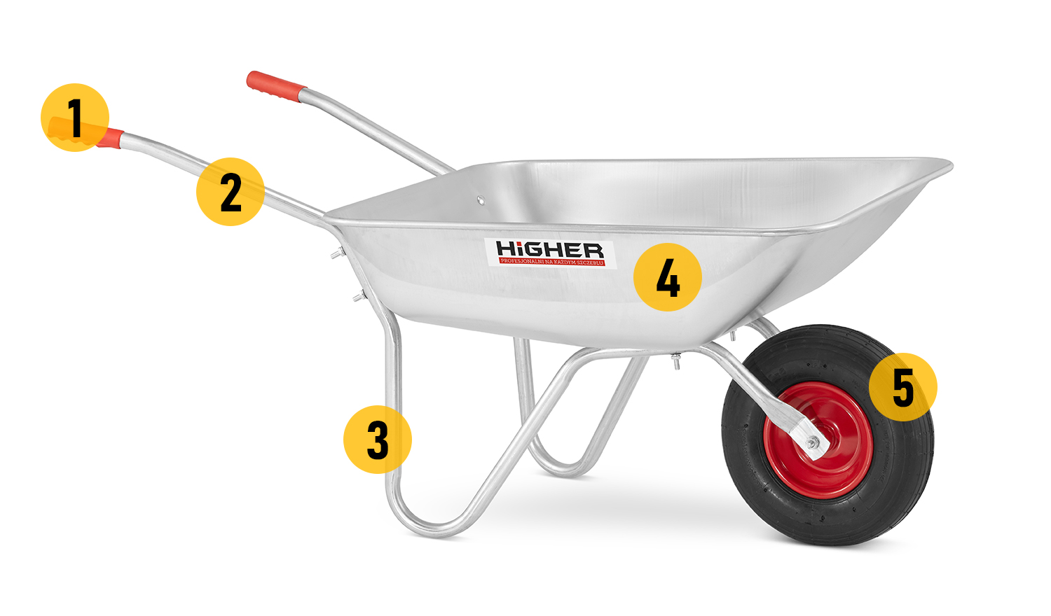 Taczka ogrodowa ocynkowana 125 L stalowa lekka 150 kg HIGHER — 15