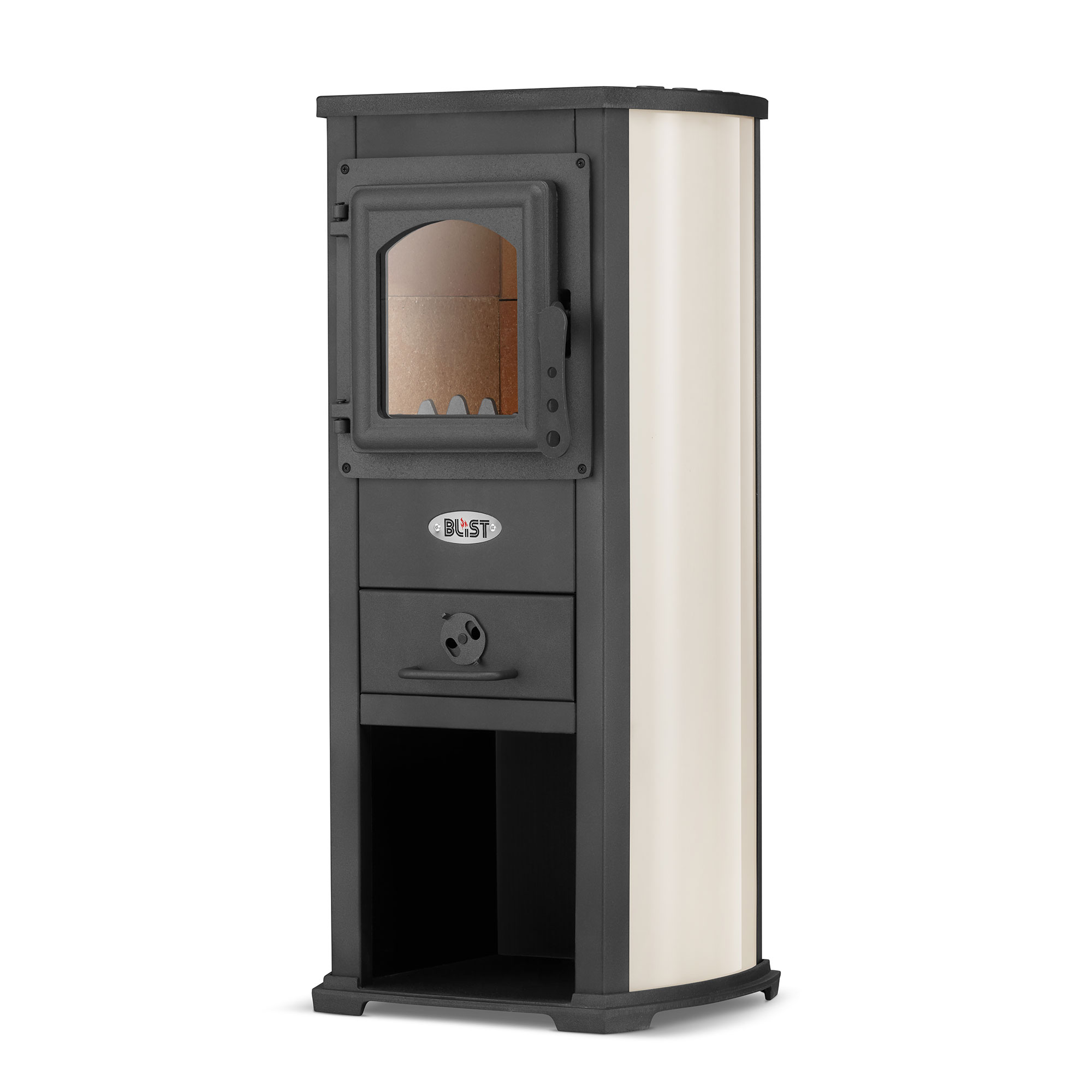 Piec stalowy kominek wolnostojący BLIST Ekonomik Lux / BERNA LUX 8,5 kW beż