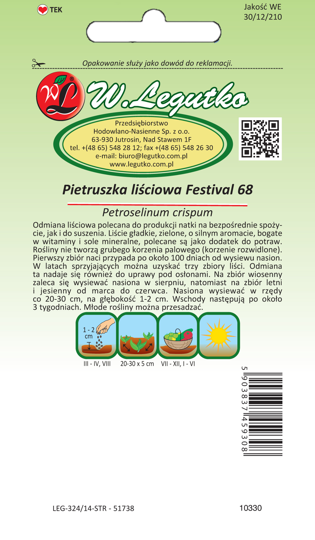 Nasiona Pietruszka naciowa Festival 68, 5g — 2