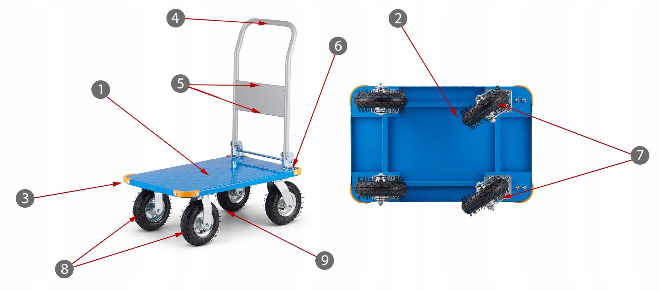 Wózek platformowy towarowy składany transportowy magazynowy HIGHER 450kg — 5