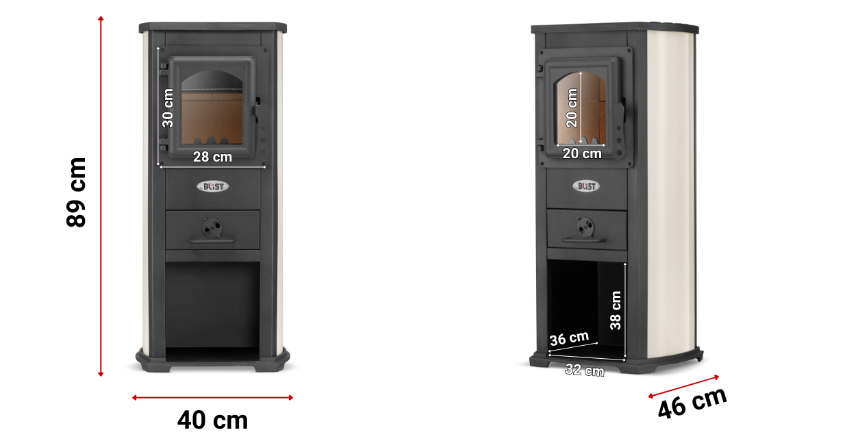 Piec stalowy kominek wolnostojący BLIST Ekonomik Lux / BERNA LUX 8,5 kW beż — 5