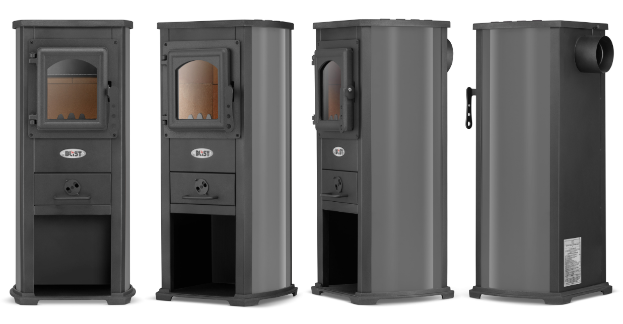 Piec żeliwny koza kominek BLIST EKONOMIK / BERNA LUX 5,3 kW ANTRACYT — 2