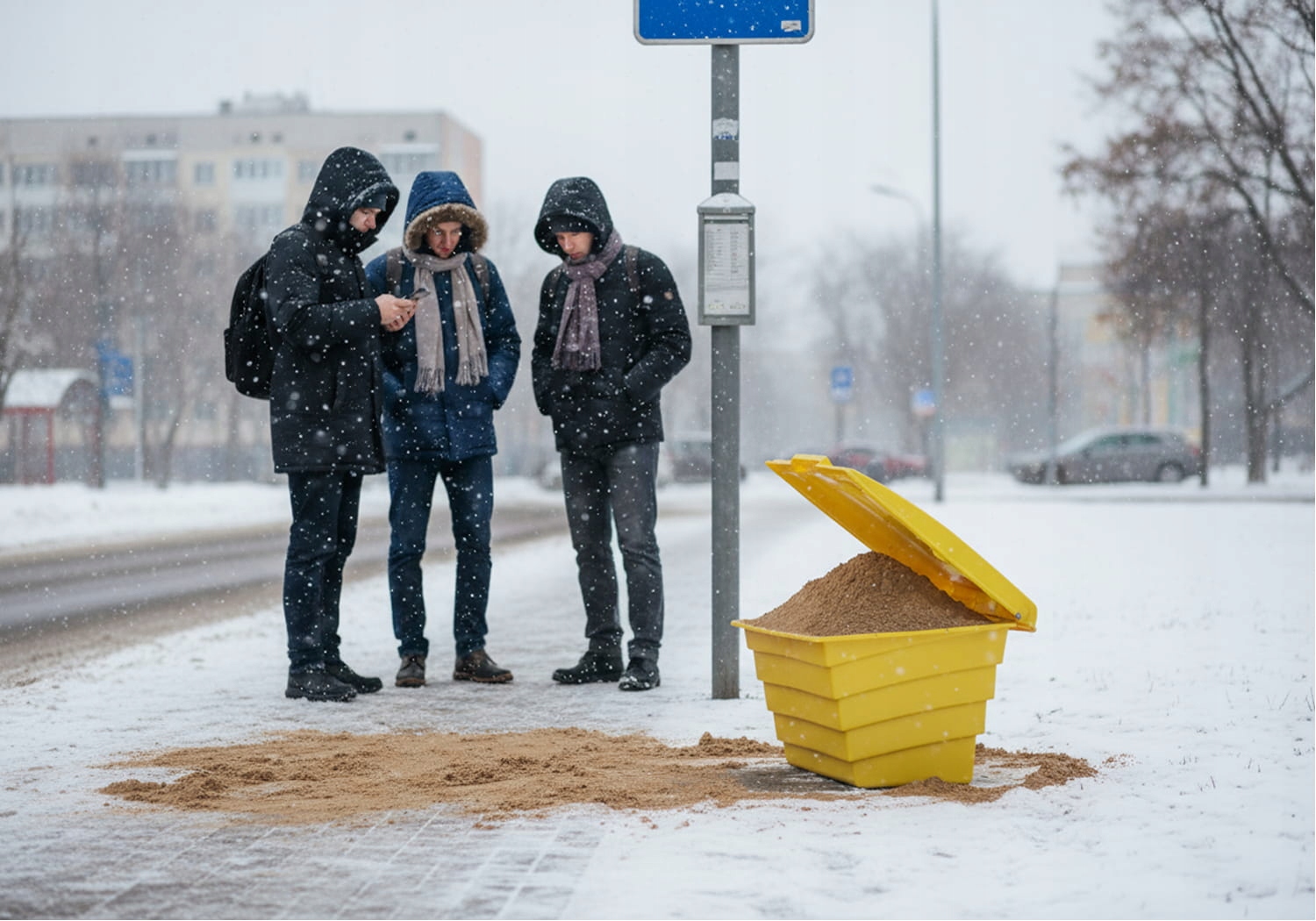Pojemnik zbiornik skrzynia na piasek sól sorbent 90 L 120 kg żółty — 2