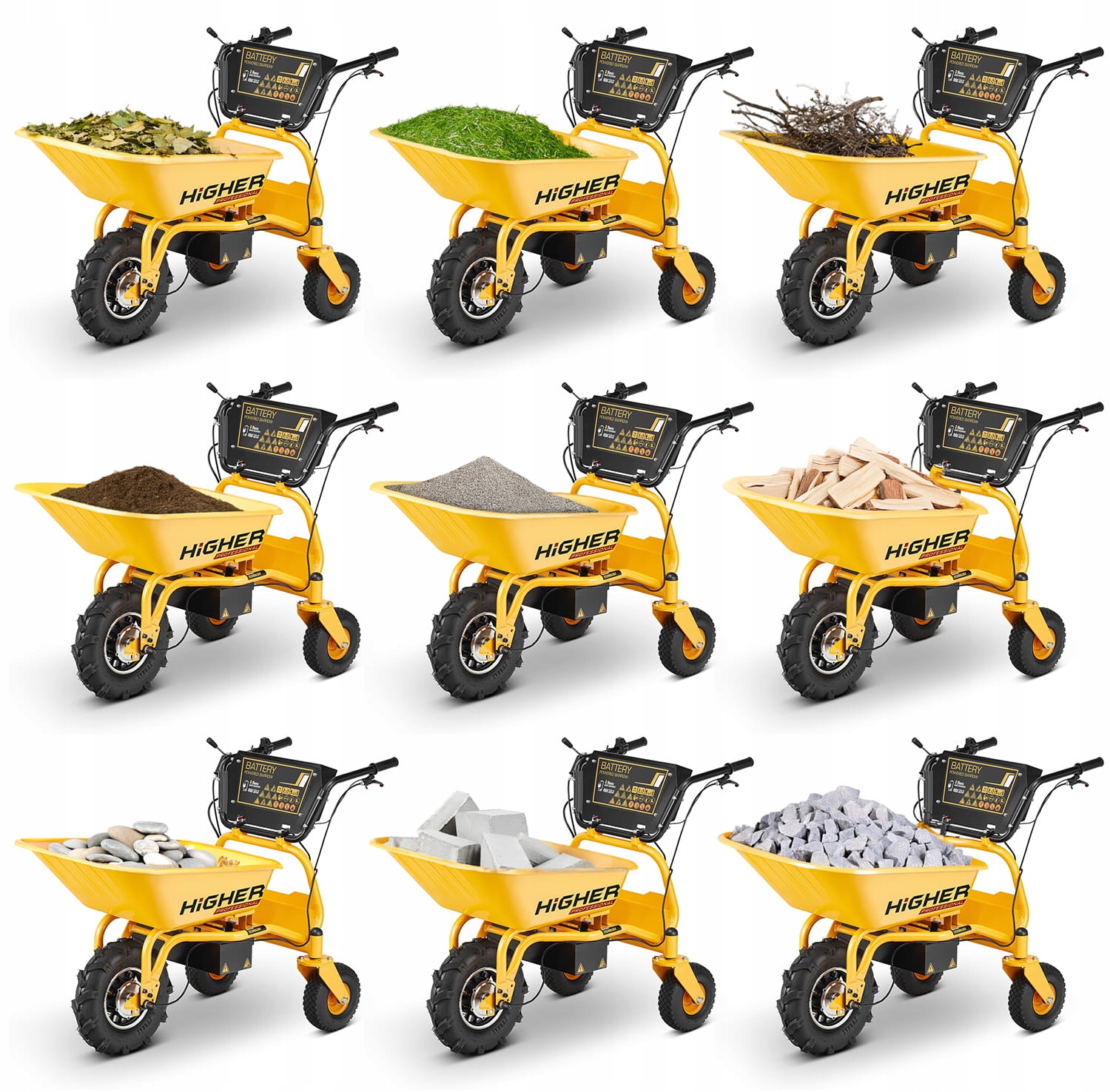 Taczka ogrodowa elektryczna budowlana wozidło HIGHER 500W 150kg 120L 48V — 14
