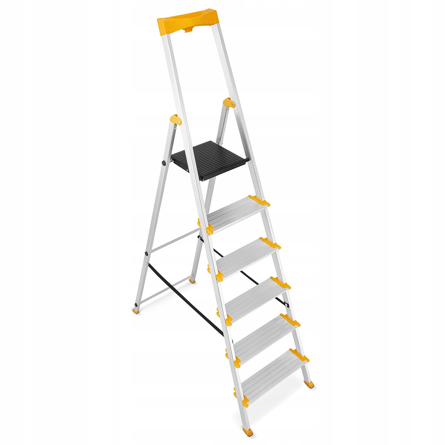 Drabina aluminiowa jednostronna 6 stopniowa DRABEST MAX szerokie stopnie — 5