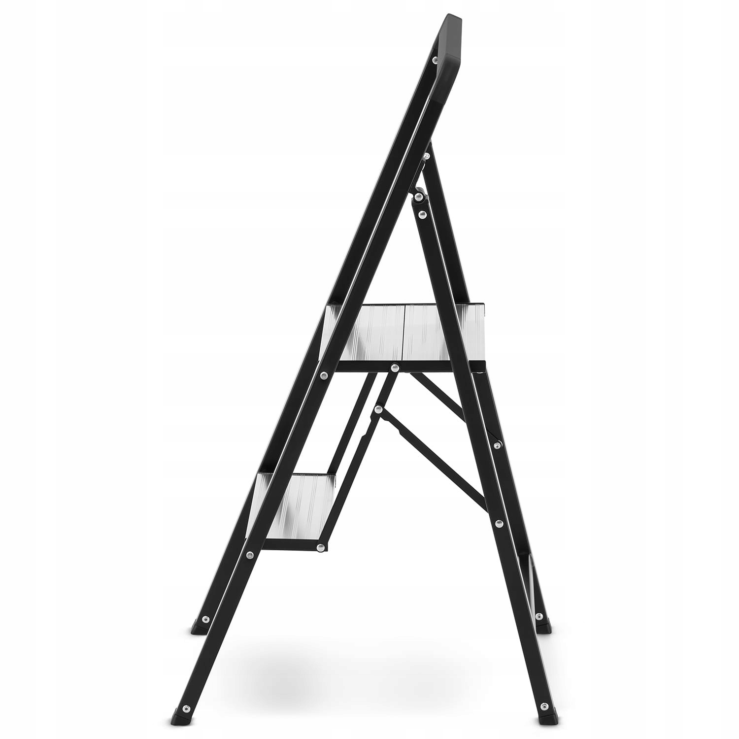 Drabina domowa składana schodki domowe HIGHER stalowa 2 stopnie z pałąkiem — 8