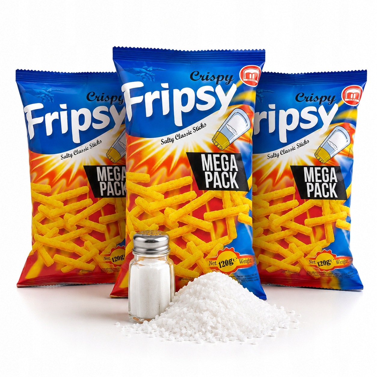Fripsy Pieczone Paluszki o smaku soly MEGA PACK 3x120g