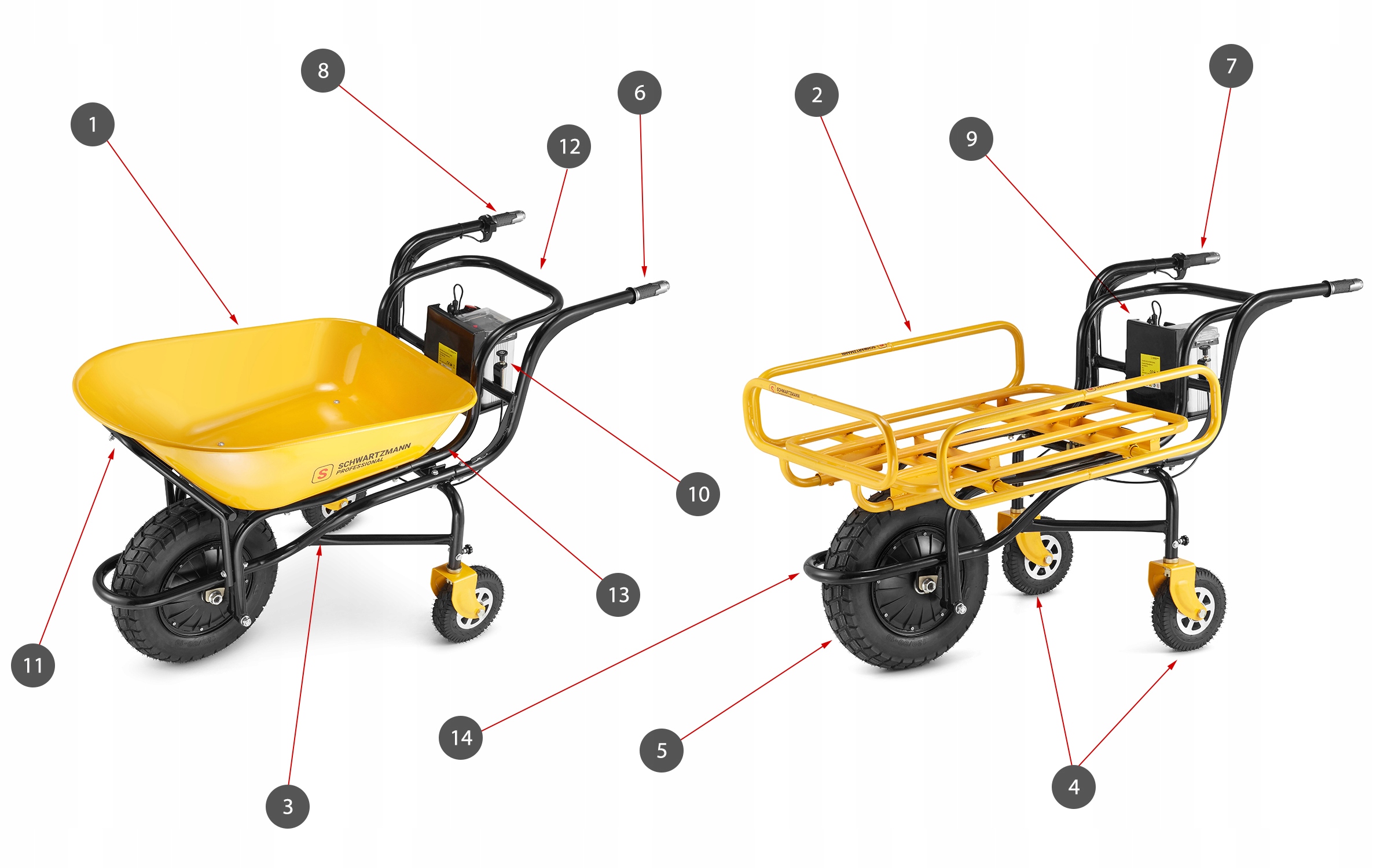Taczka elektryczna na akumulator z napędem wozidło elektryczne 350W 150kg — 9