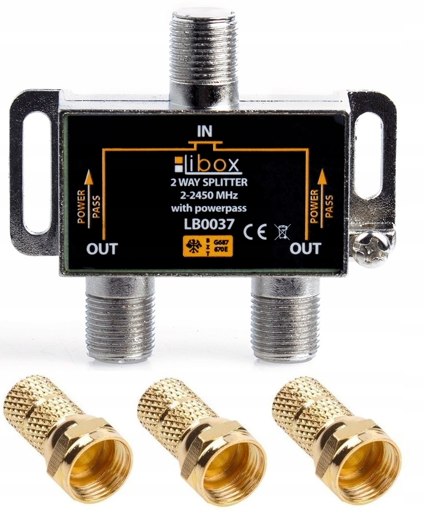 Rozdzielacz SPLITTER antenowy na 2 TV Rozgałęźnik