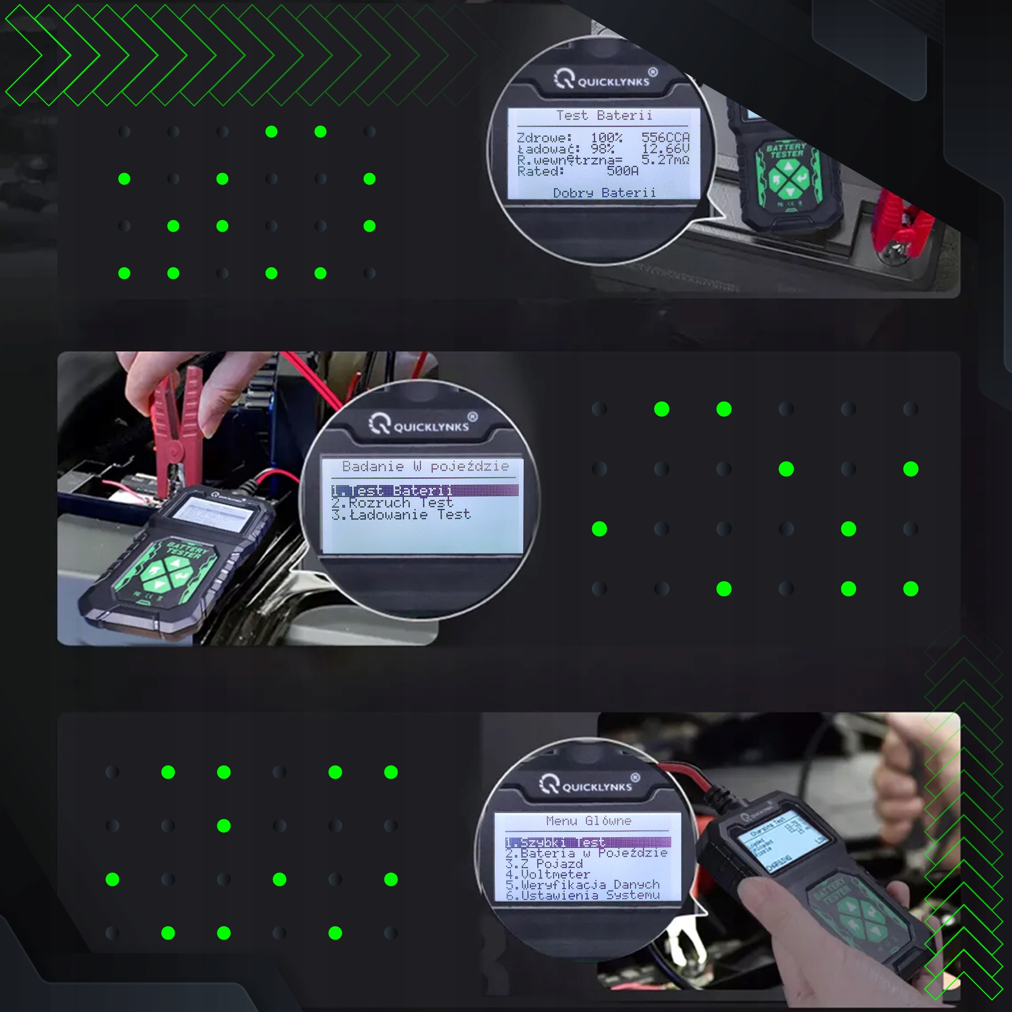 TESTER AKUMULATORÓW 12V JĘZYK POSLKI DO 220AH