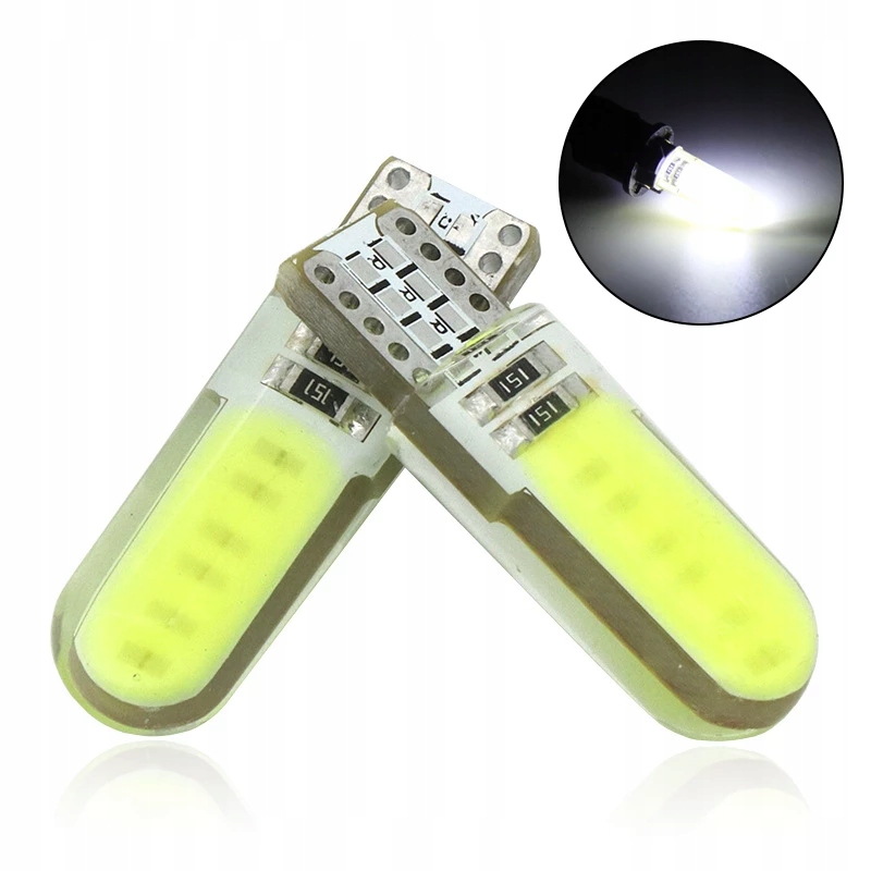 ŻARÓWKA LED W5W T10 POSTOJÓWKA 2 LED COB SILICON