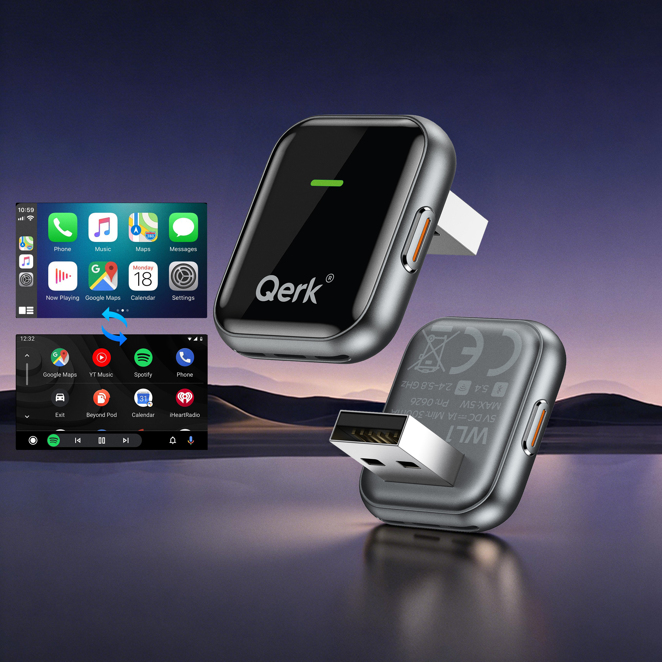 Qerk WL1 z Apple CarPlay i Android Auto
