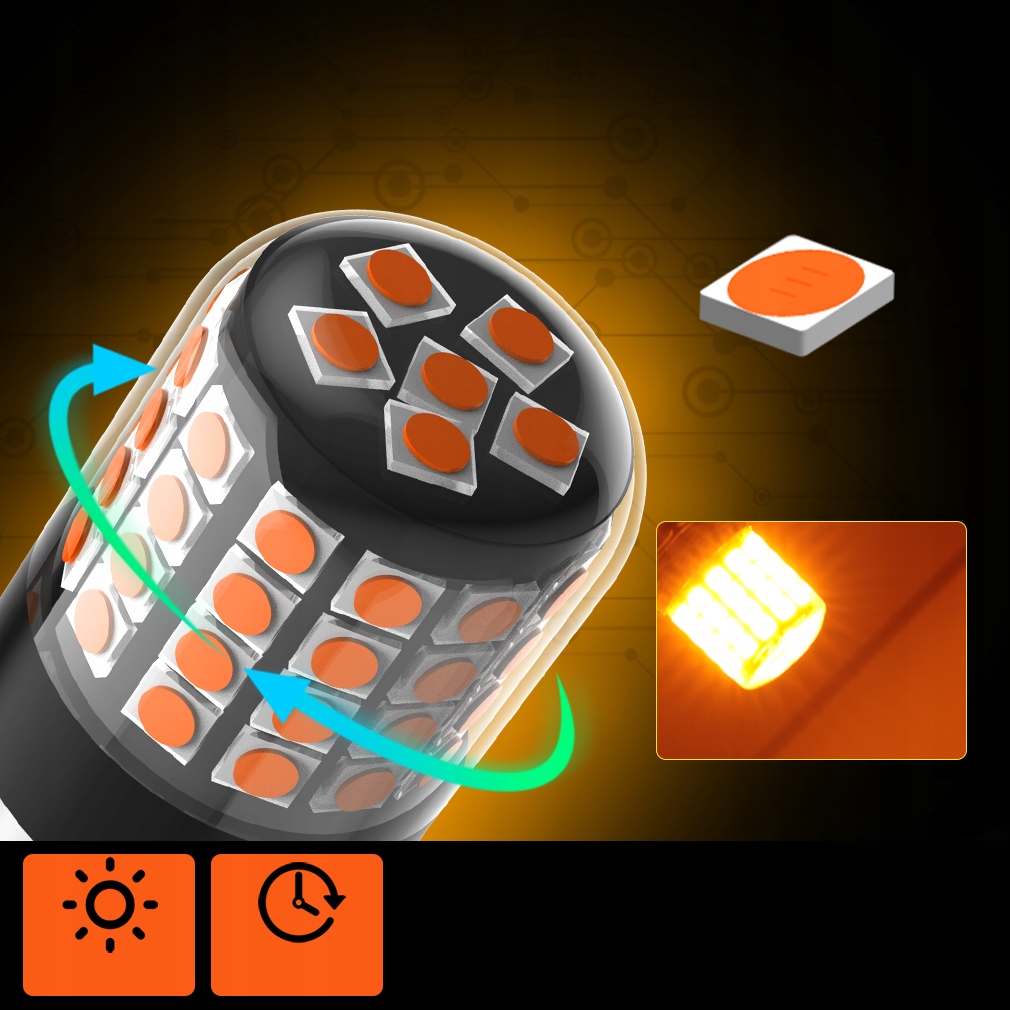 ŻARÓWKA LED PY21W XSTORM POMARAŃCZOWA KIERUNEK CAN