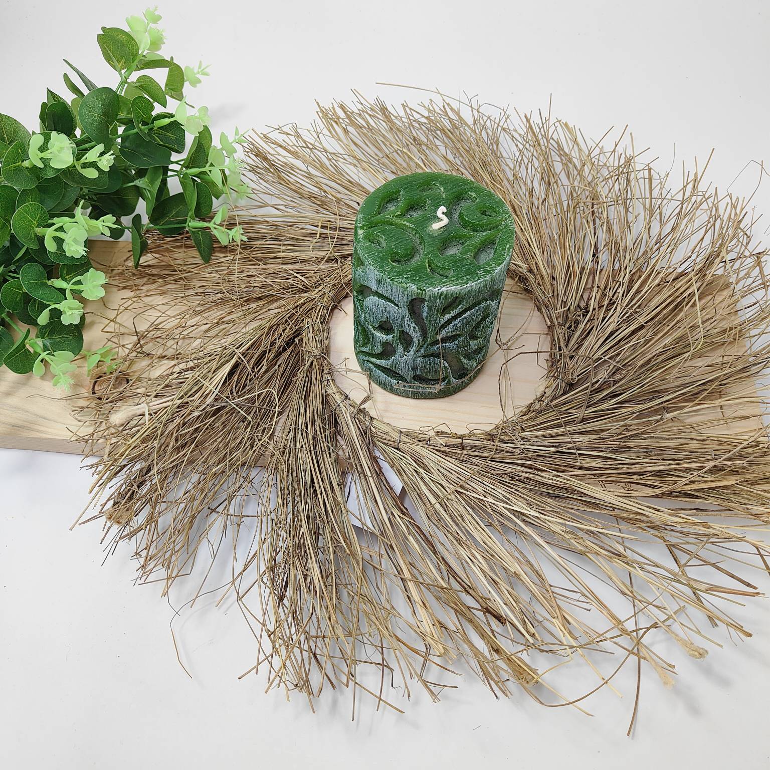 Dekoracja suszone trawy wianek 40 cm