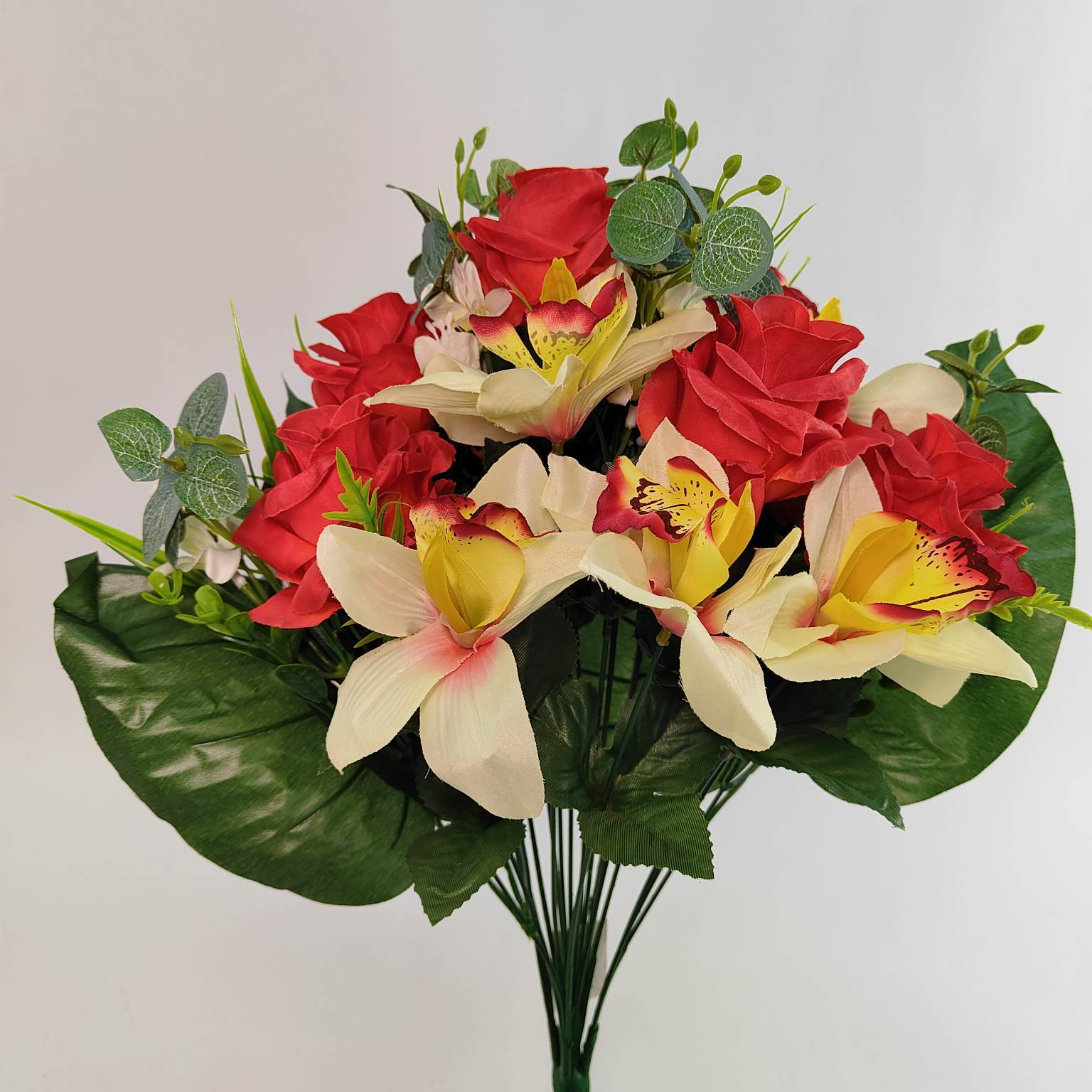 Bukiet róża storczyk kremowo czerwony